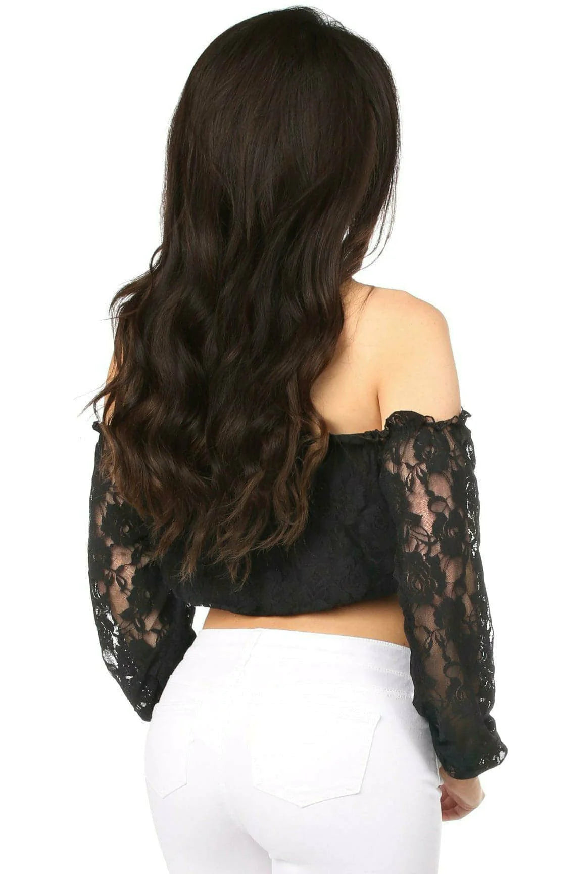 Lined Lace Long Sleeve Peasant Top