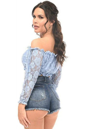 Lined Lace Long Sleeve Peasant Top