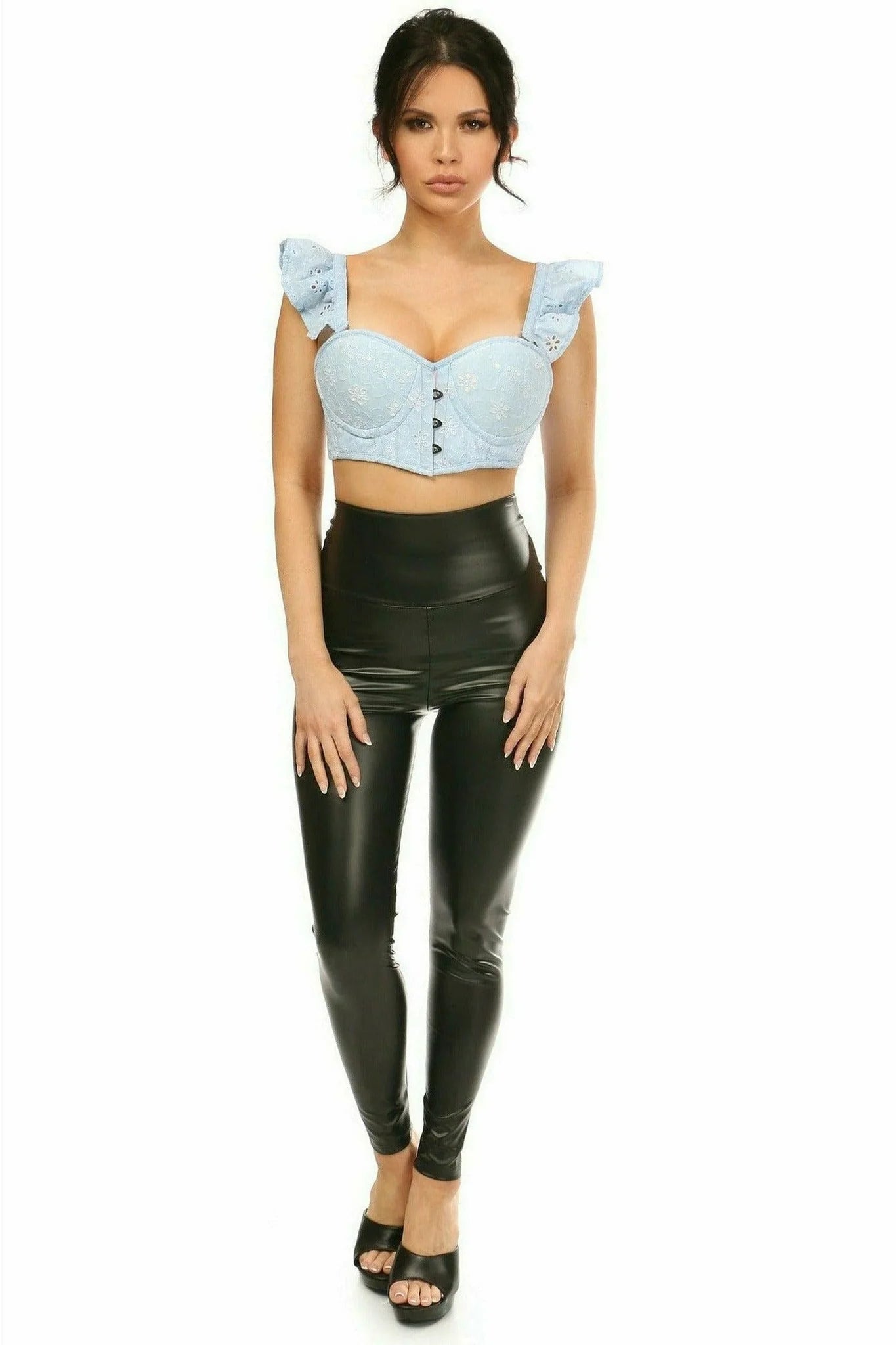 Lavish Eyelet Underwire Bustier Top w/ Removable Ruffle Sleeves