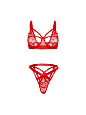 Strappy Lace Bra and Cheeky Panty Lingerie Set