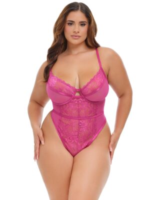 Alternative view of Curvy Sheer Lace Teddy with Underwire Support