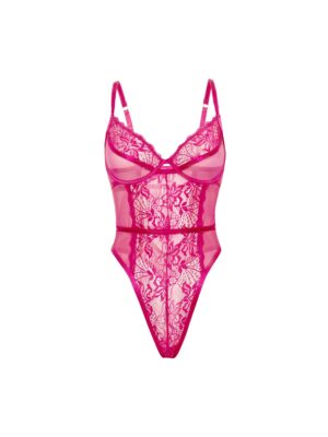 Curvy Sheer Lace Teddy with Underwire Support