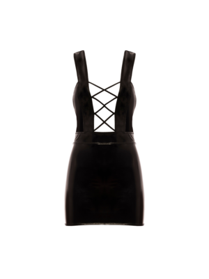 Strappy Vinyl Babydoll Dress with Cut-Out Design
