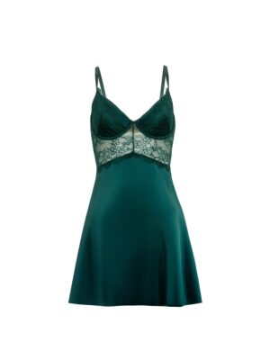 Curvy Satin Babydoll Lingerie Set with Lace Cups