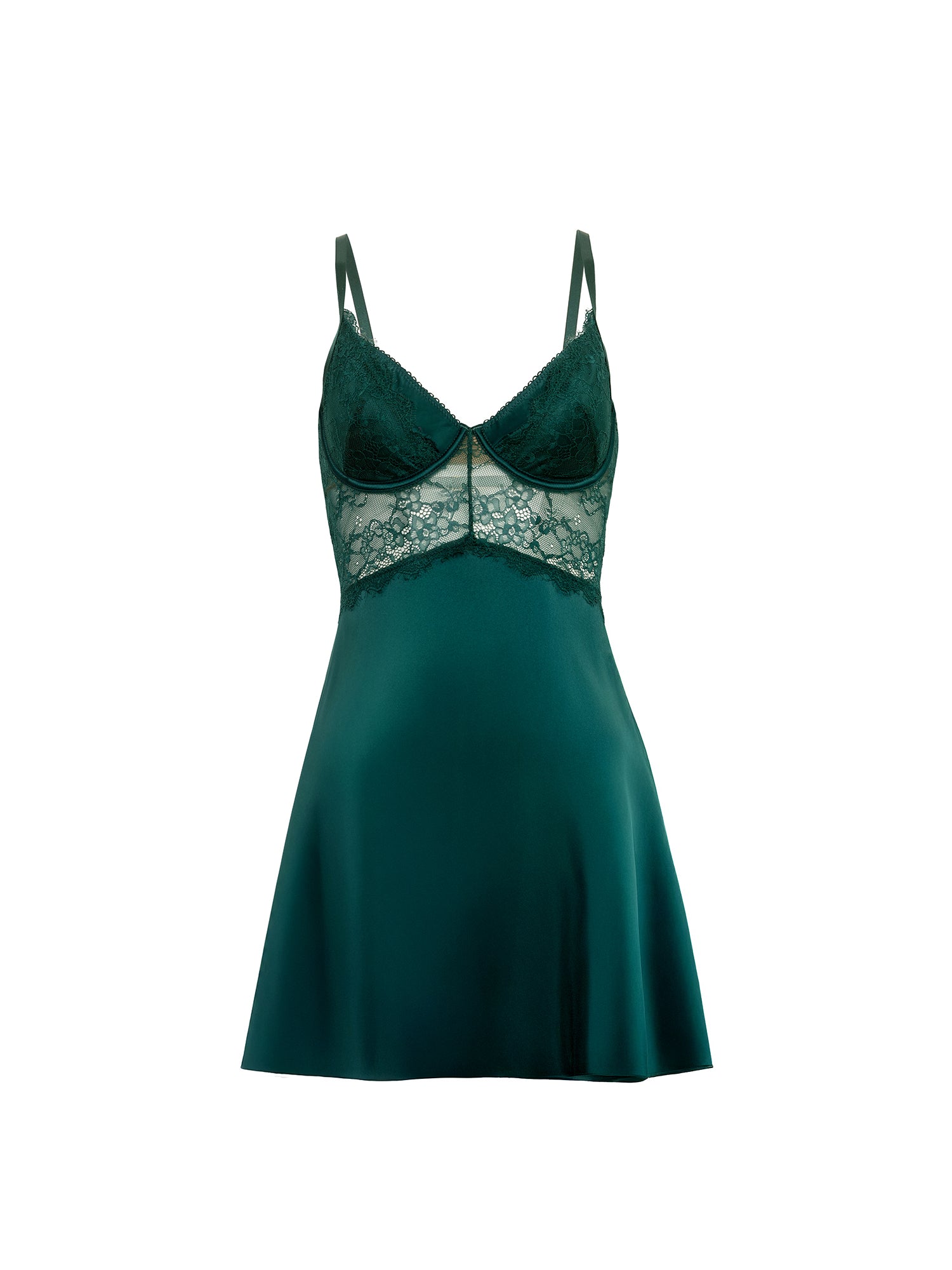Curvy Satin Babydoll Lingerie Set with Lace Cups